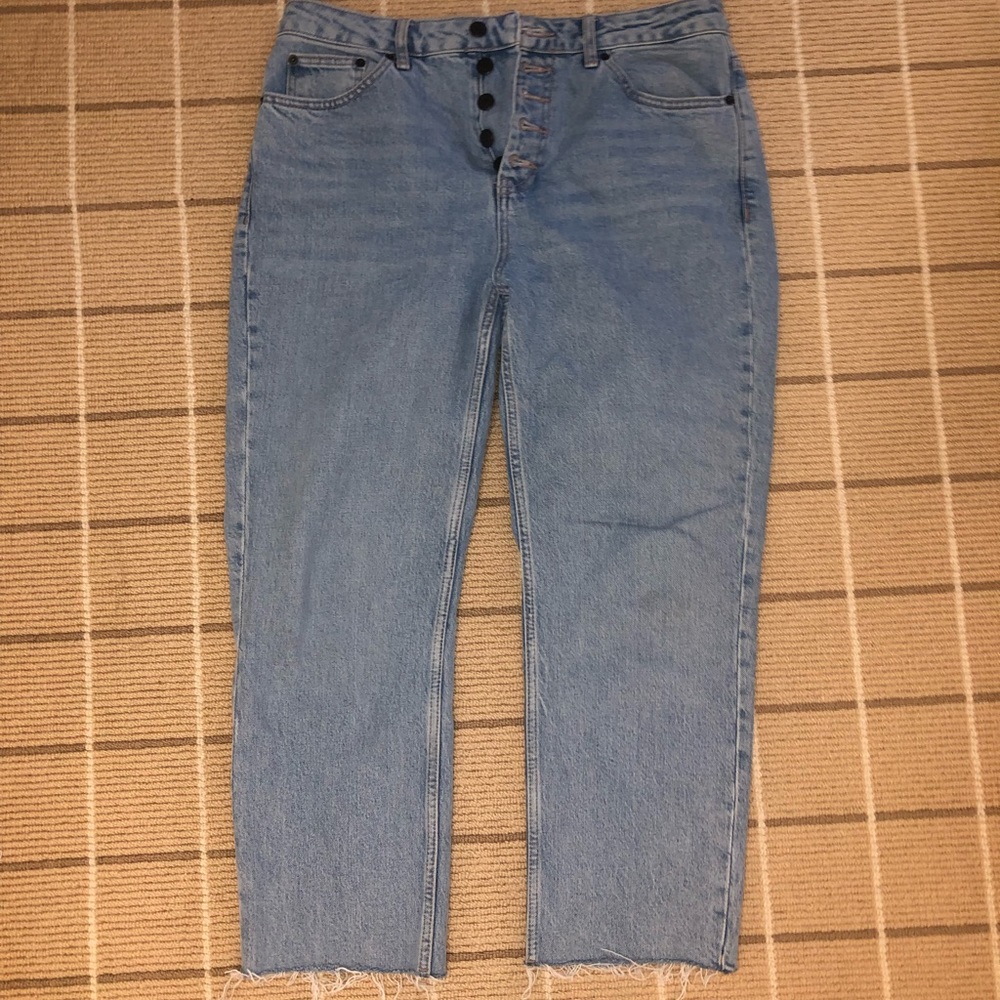 Top shop straight leg button fly blue jean